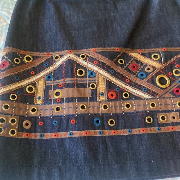 Worth denim skirt with rivet & ribbon design - Picture 2 of 4